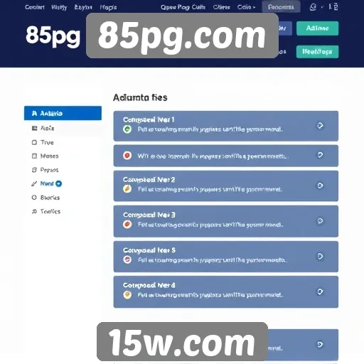Avaliação da interface de usuário do site 85pg.com
